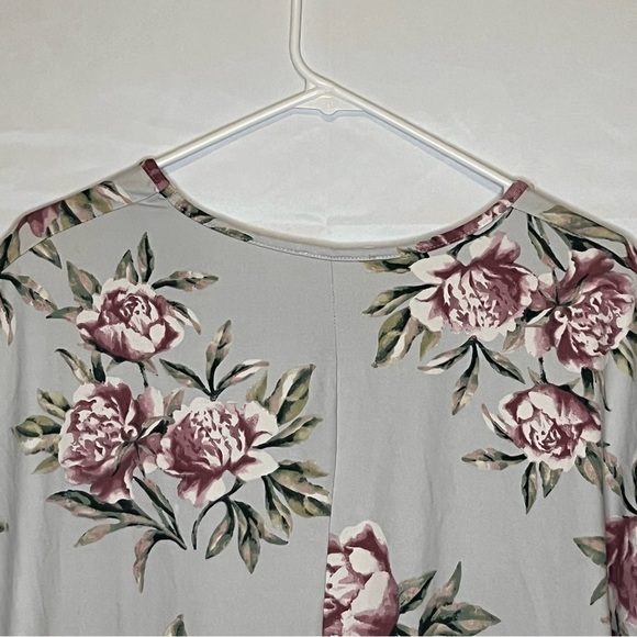 REBORN J Grayish Floral Side Tie Shirt Soft Sleeve Feminine Modest Size Medium - Picture 8 of 12